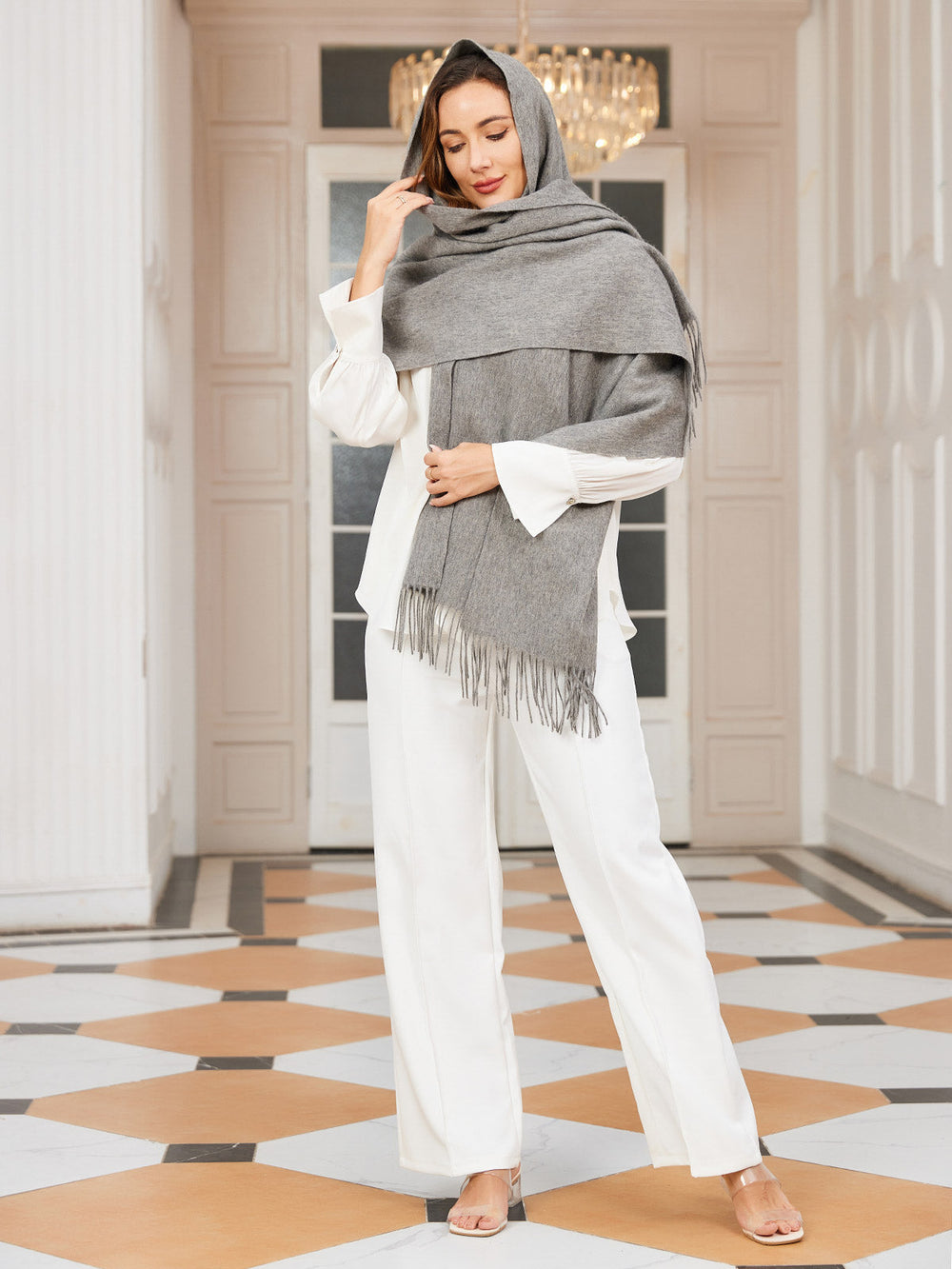 Simone | Women's Wool Fringe Shawl Scarf