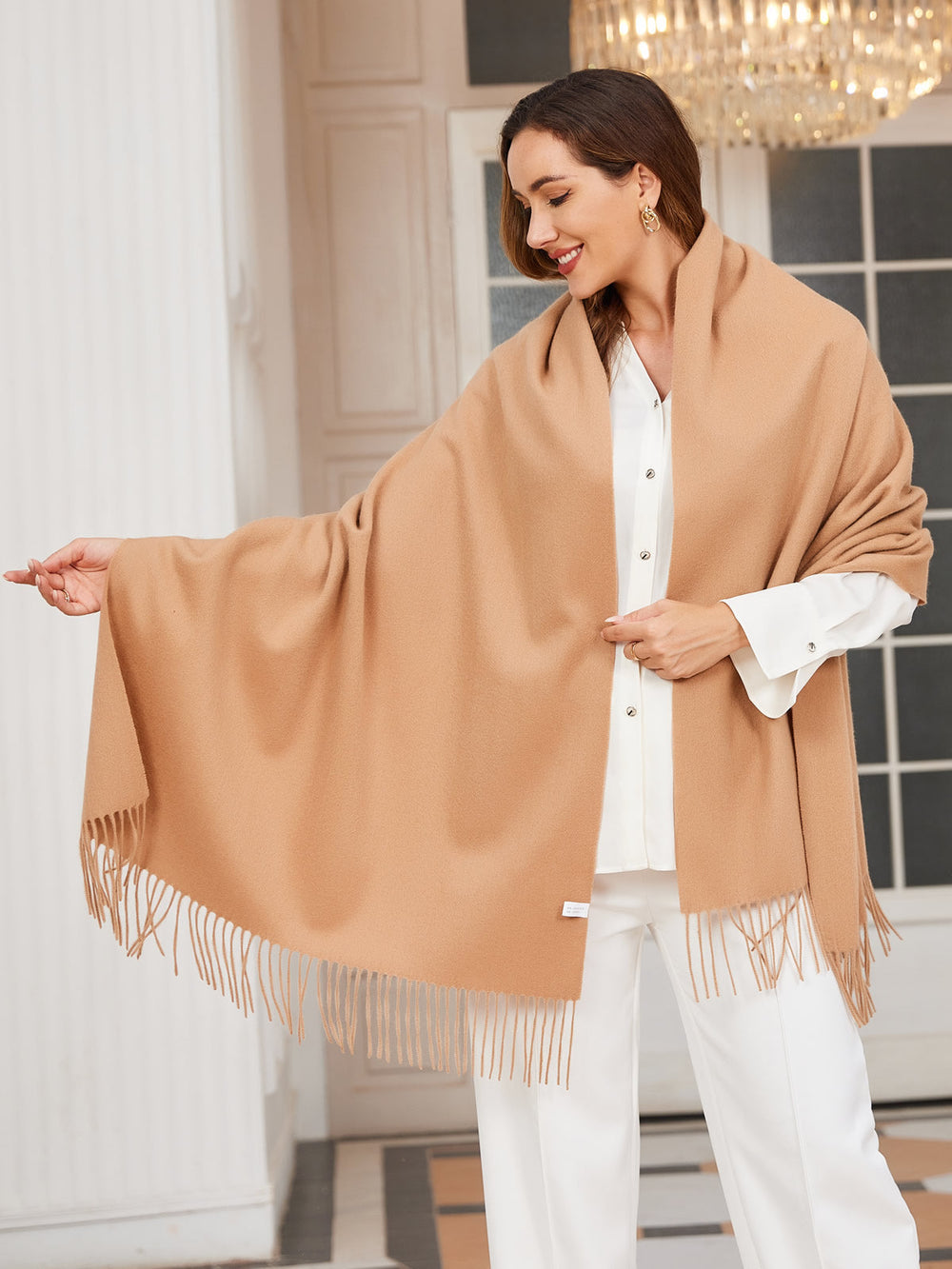Simone | Women's Wool Fringe Shawl Scarf