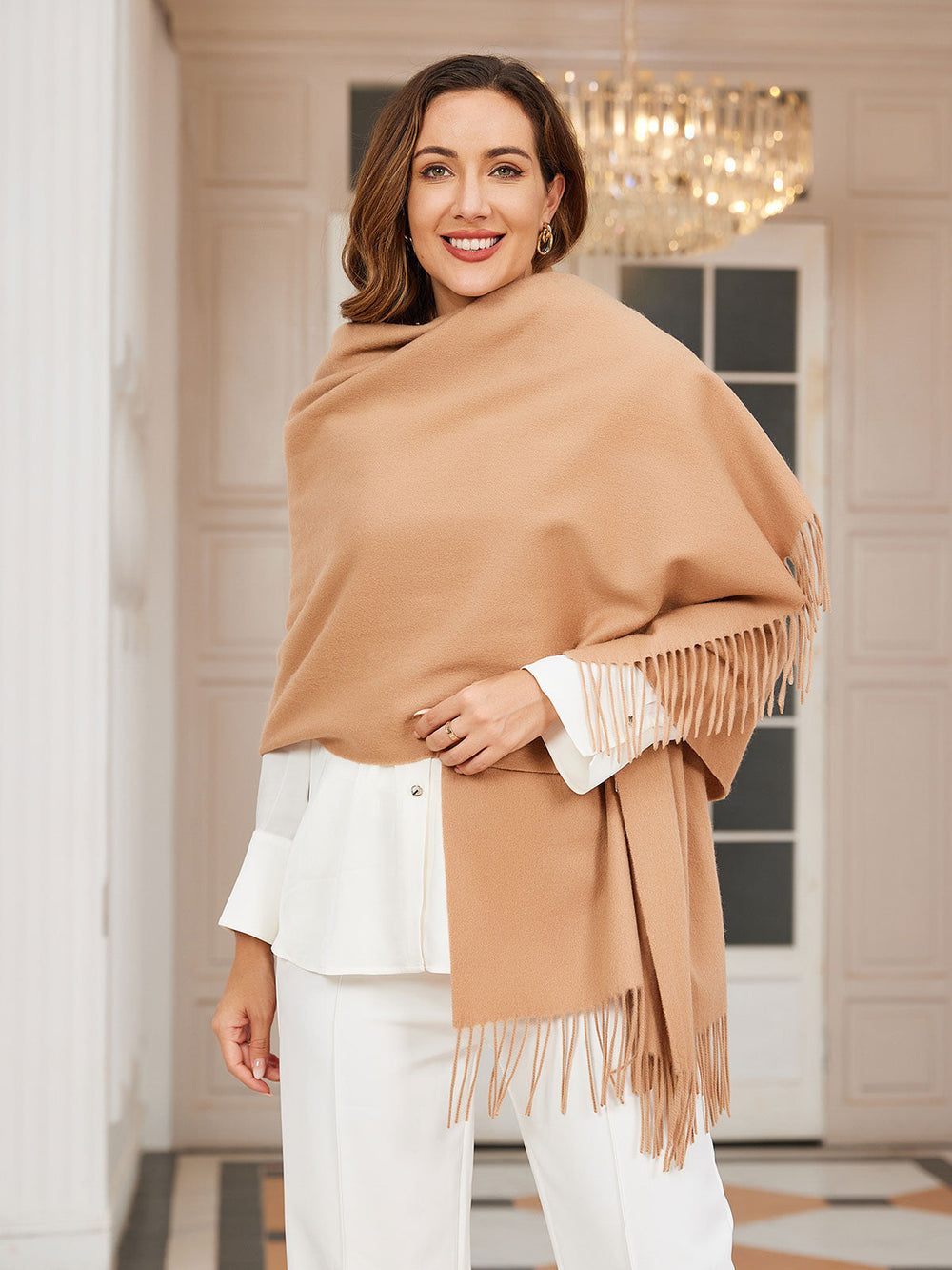 Simone | Women's Wool Fringe Shawl Scarf