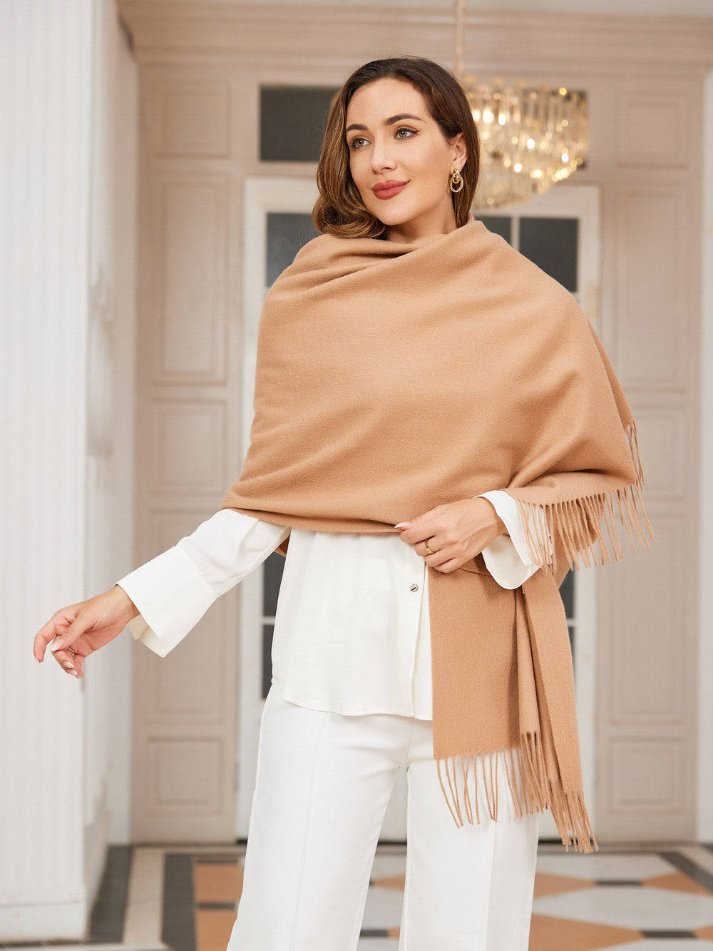 Simone | Women's Wool Fringe Shawl Scarf