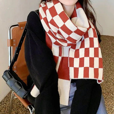 Tamsin | Women's Checkerboard Wool Scarf