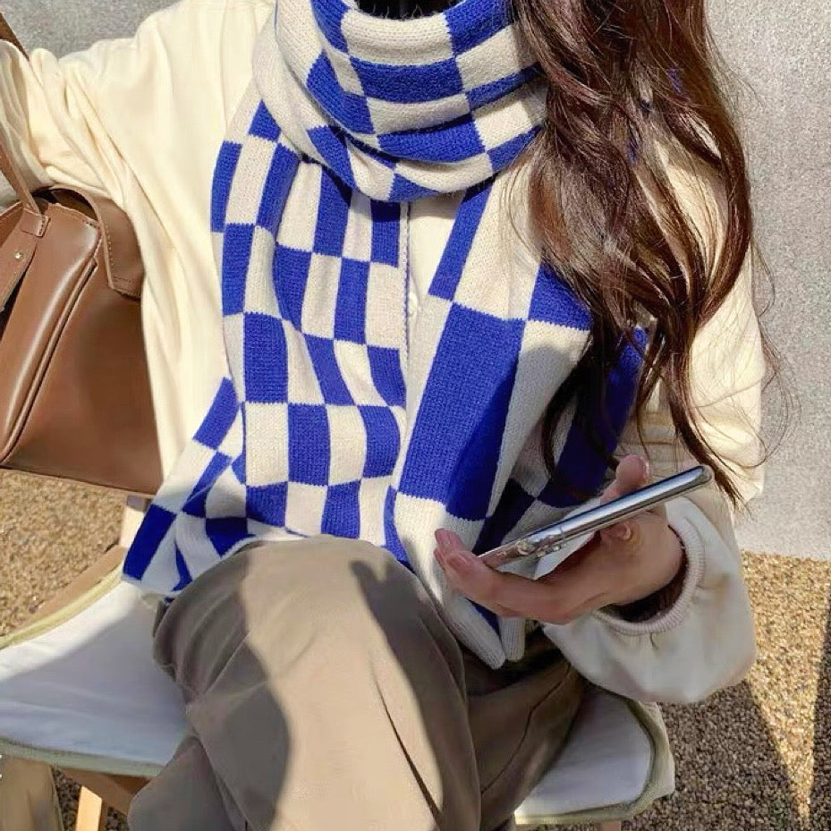 Tamsin | Women's Checkerboard Wool Scarf
