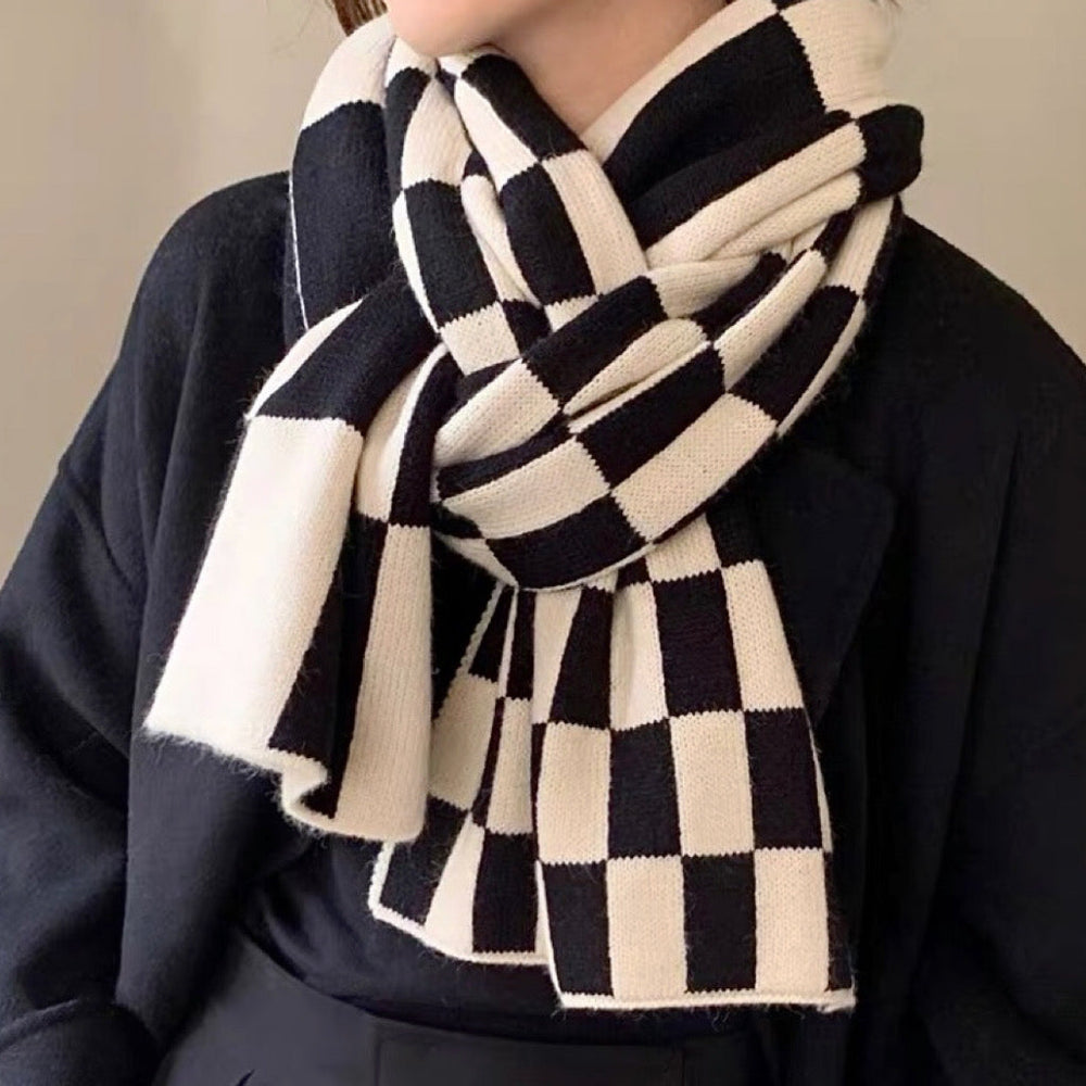 Tamsin | Women's Checkerboard Wool Scarf
