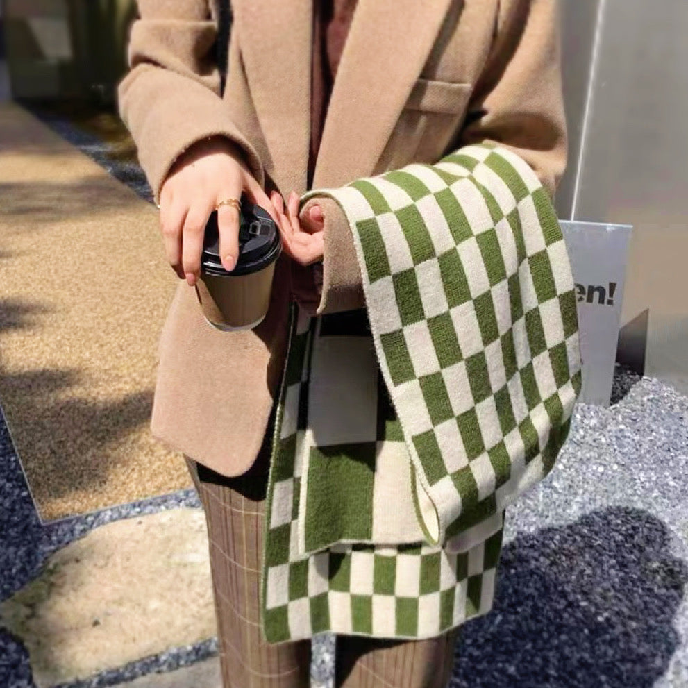 Tamsin | Women's Checkerboard Wool Scarf
