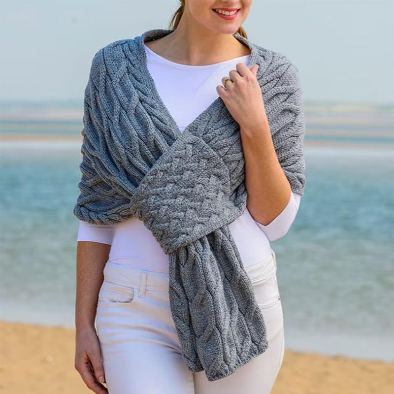 Tessa | Women's Cable Knit Wool Wrap Scarf