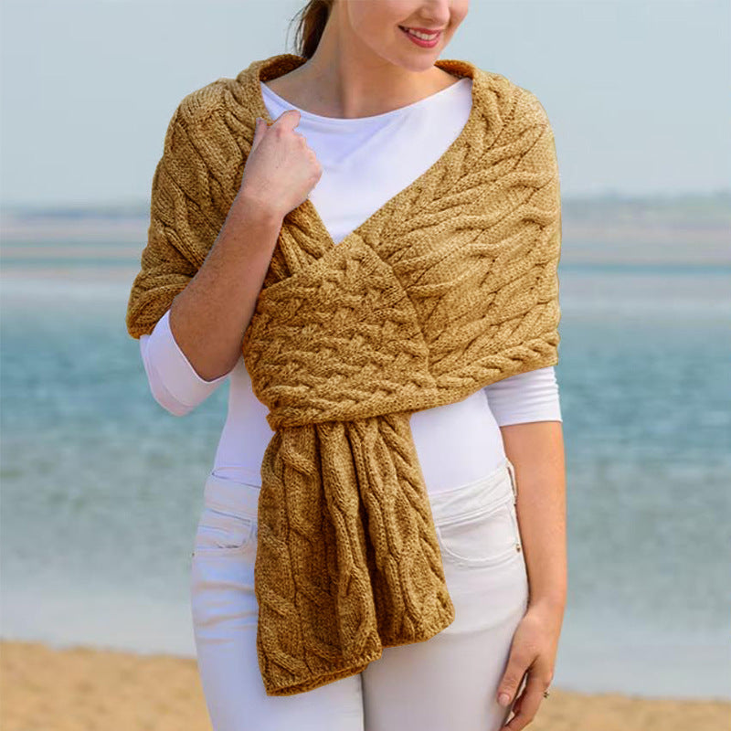 Tessa | Women's Cable Knit Wool Wrap Scarf