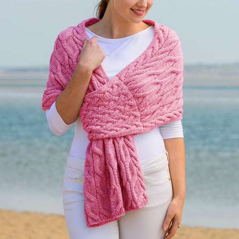 Tessa | Women's Cable Knit Wool Wrap Scarf