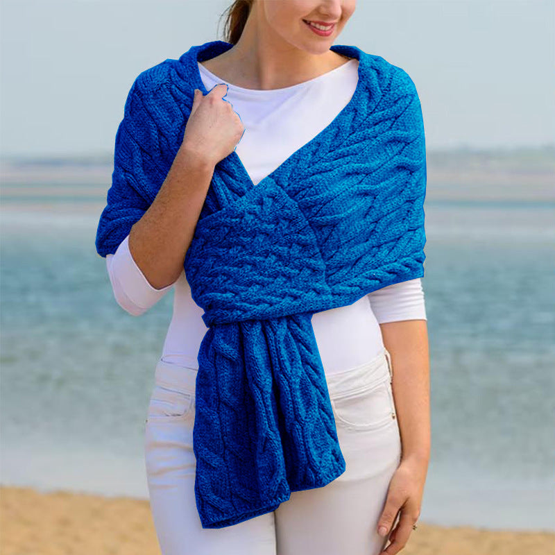 Tessa | Women's Cable Knit Wool Wrap Scarf
