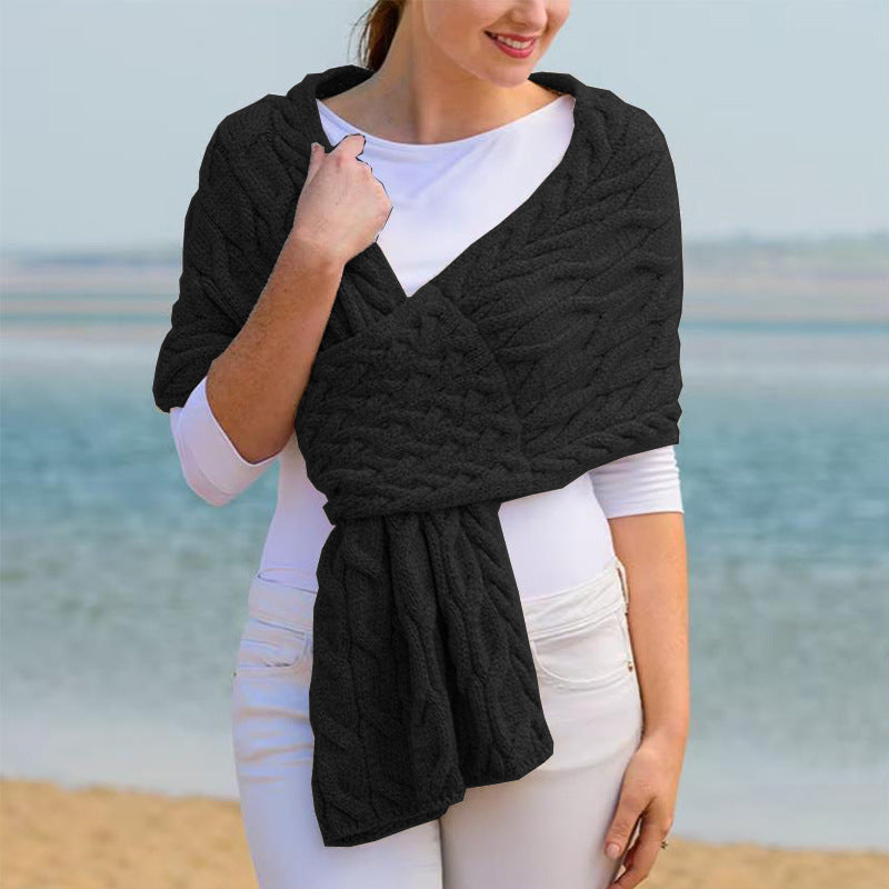 Tessa | Women's Cable Knit Wool Wrap Scarf