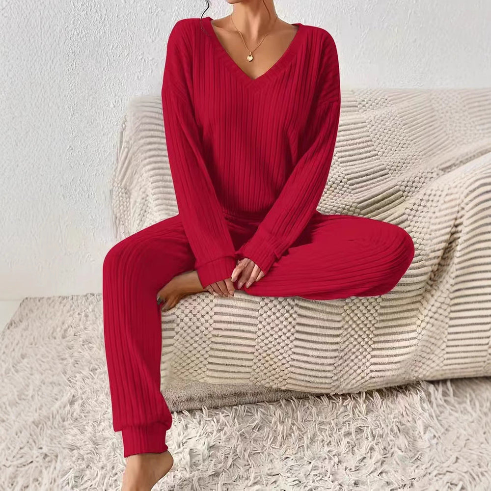 Theodosia | Women's Ribbed V-Neck Lounge Set