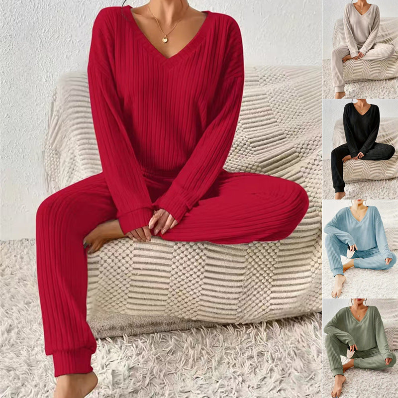 Theodosia | Women's Ribbed V-Neck Lounge Set