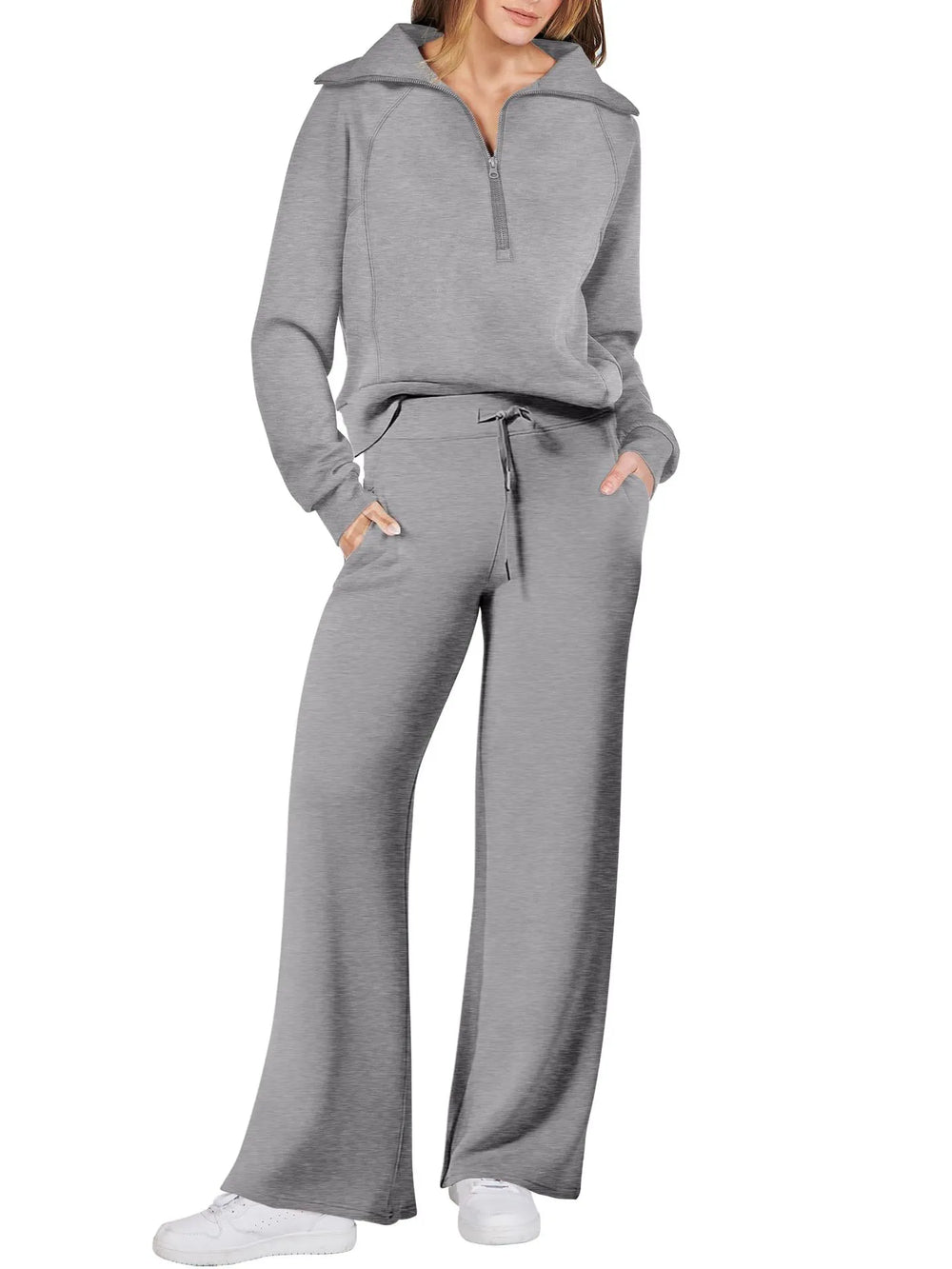 Vada | Women's Half Zip Wide Leg Lounge Set
