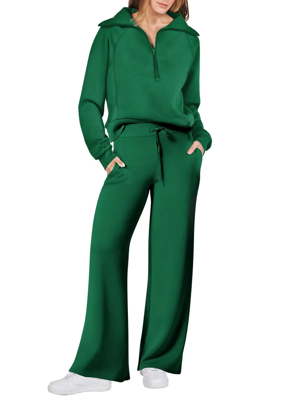 Vada | Women's Half Zip Wide Leg Lounge Set