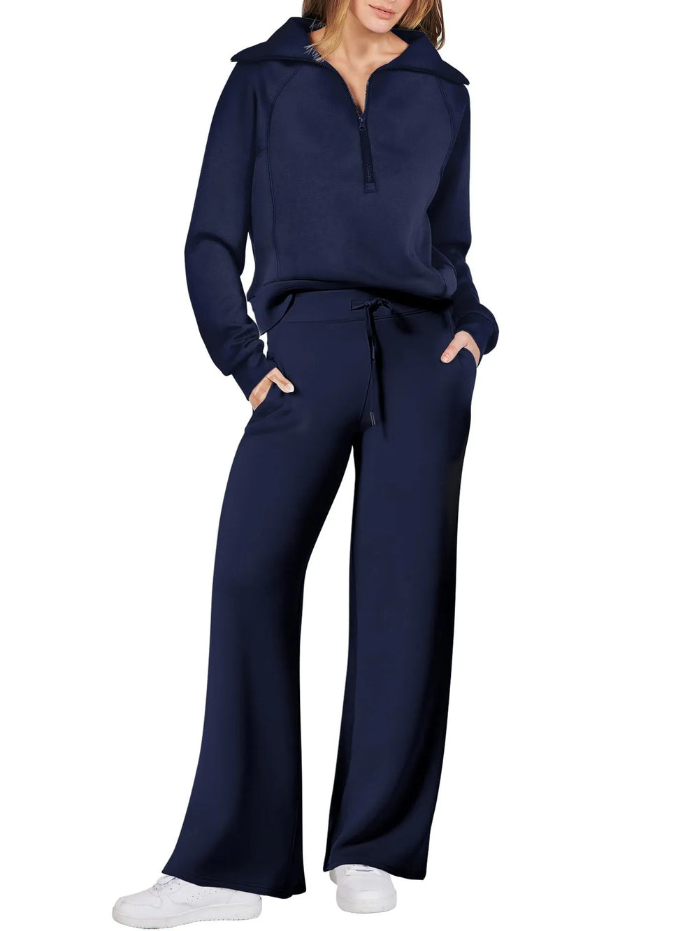Vada | Women's Half Zip Wide Leg Lounge Set