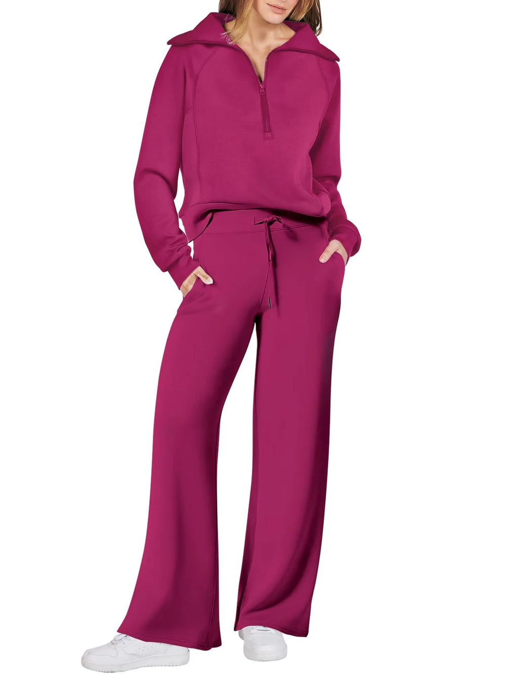 Vada | Women's Half Zip Wide Leg Lounge Set