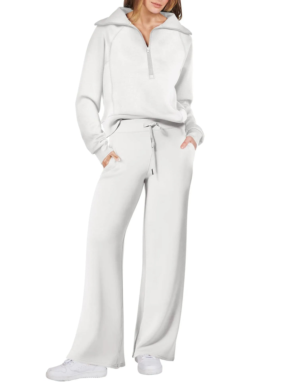 Vada | Women's Half Zip Wide Leg Lounge Set