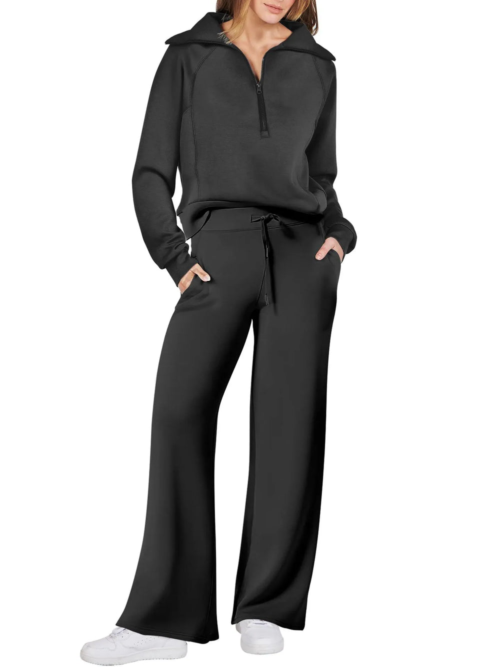 Vada | Women's Half Zip Wide Leg Lounge Set
